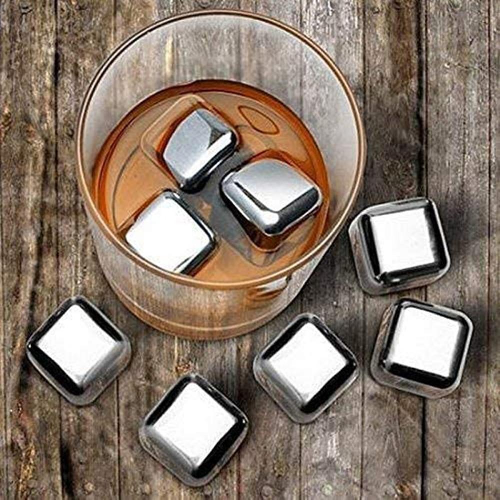 10Pcs Stainless Steel Ice Cubes Pellets Reusable Chilling Stones Whiskey Ice Wine Stone Rapid Cooling