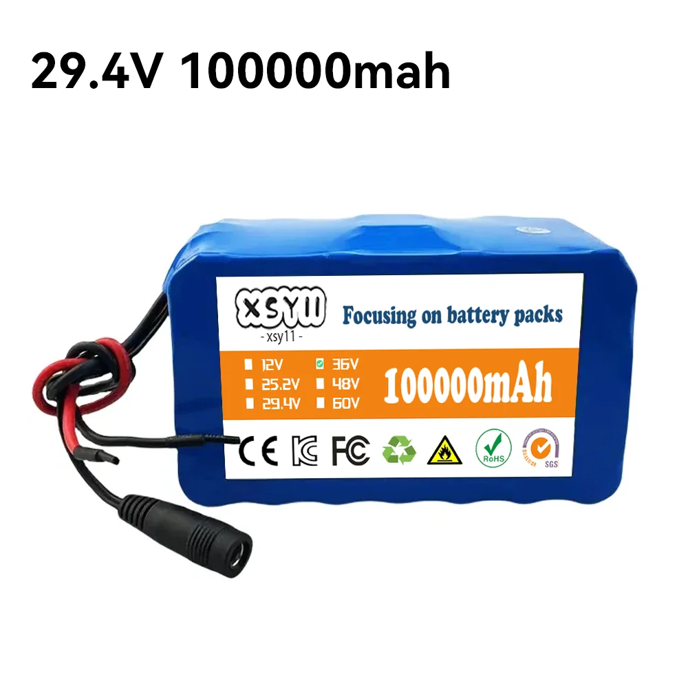 24V 7S4P 18650 Battery 100Ah 100000mAh for Electric Wheelchairs Rechargeable Lithium-ion Battery Pack + 29.4V Charger