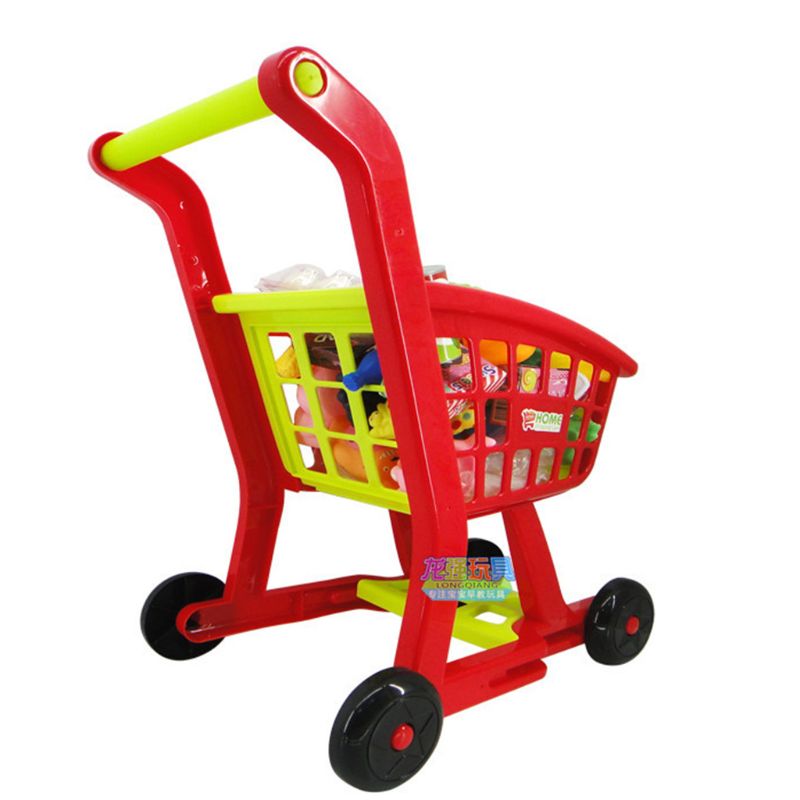 Carrito de compras para niños, juego de comida, tienda de simulación para niños, juguete Push Along Y4QA