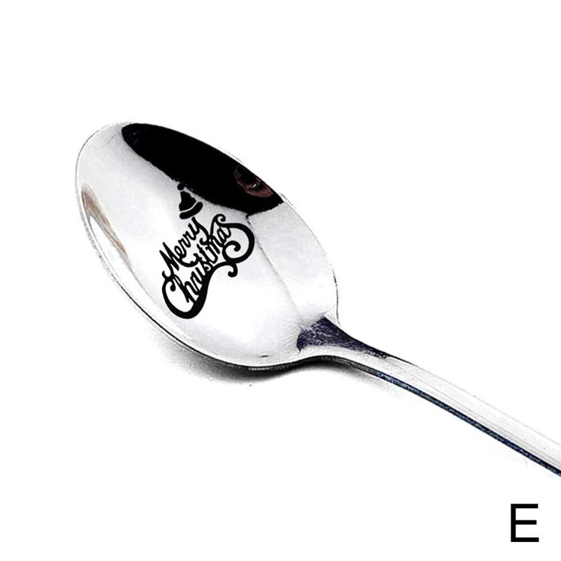 Year Metal Merry Christmas Spoons Xmas Party Tableware Ornaments Christmas Decorations for Home Table Navidad Noel: E