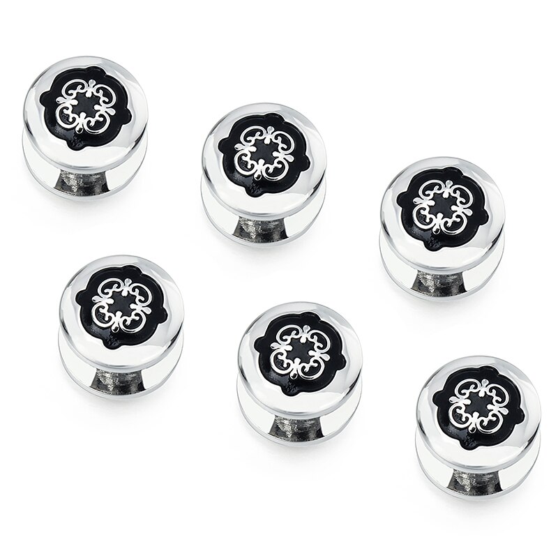 Hawson botões de punho preto tuxedo studs conjunto para homem-2 pces abotoaduras com 6 peças parafusos na caixa de presente