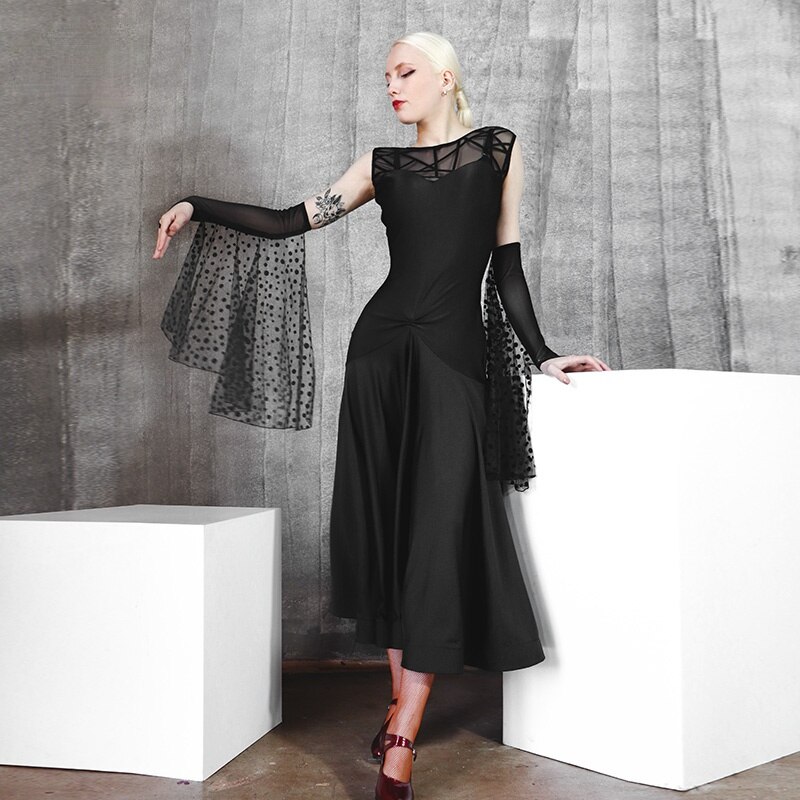 Ballroom Dance Long Dress Sleeveless Skinny Waltz Skirt for Women Dance Competition Show Perfoemance Clothes