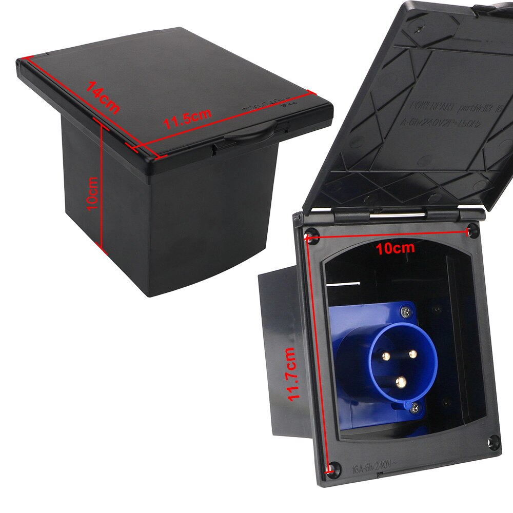 Motorhome Main Inlet Socket for RV Camper Marine Plug Socket With Cover Waterproof External Flush Hook Up 220V-240V 16A