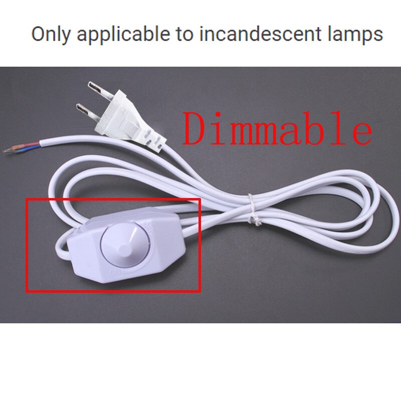 Dimmer Eu Plug Kabel Licht Modulator Lamp Lijn Dimmer Controller Voor Tafellamp Elektriciteit Draad AC110V 220V 1.8M: White  Dimmer EU