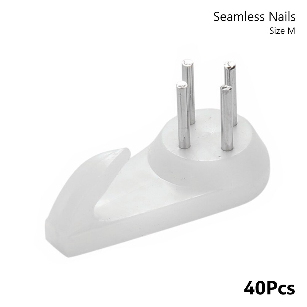 40PCS Multi Function White Mount Clock Frame Plastic Invisibl Hanger Seamless Nail Hanging Home Decor Photo Picture Wall Hooks: M