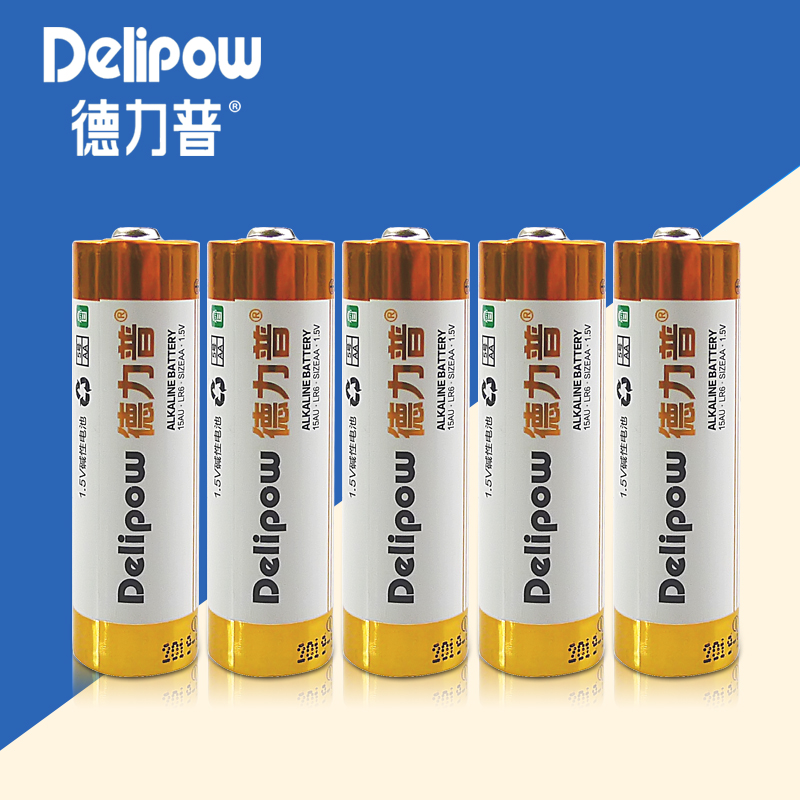 Delipow batterij wegwerp batterij nr 5 aa lr6 hoge prestaties alkaline batterij 5 ring shaped oplaadbare ion cell