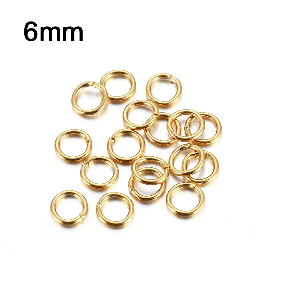 200 sztuk 100 sztuk ze stali nierdzewnej Jump pierścień 3-15mm pozłacane dzielone pierścienie do tworzenia biżuterii złącza łańcuchowe DIY akcesoria: 6mm Gold