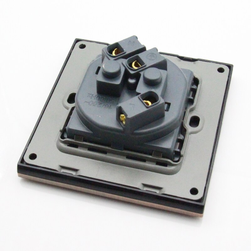 UNKAS Manufacturer EU Standard Electric Plug Power Socket Gold Panel 80g Copper Core Wall Outlet