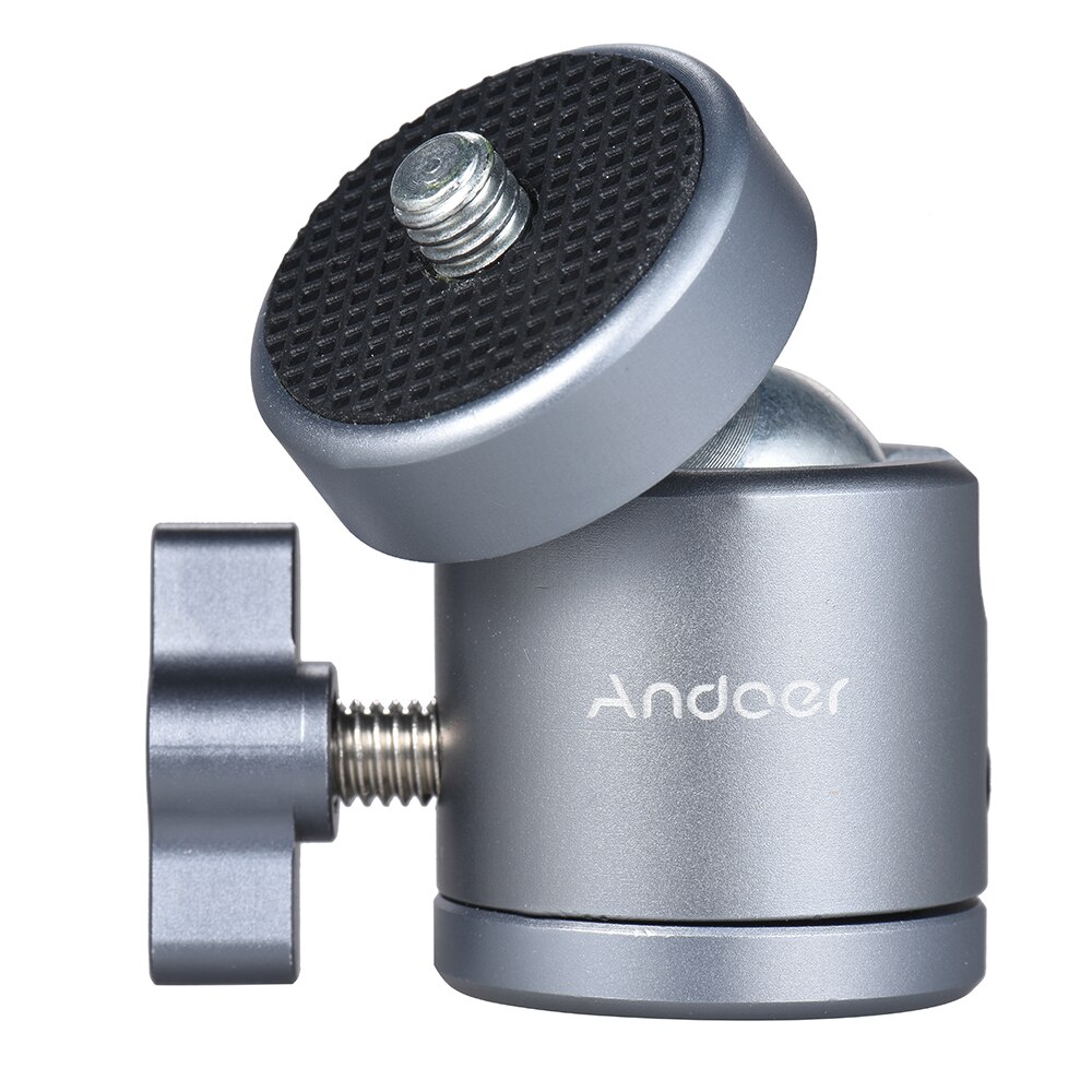 Andoer Mini Tripod Metal Ball Head Adapter Ballhead Mount with 1/4" Screw & 1/4" Screw Hole