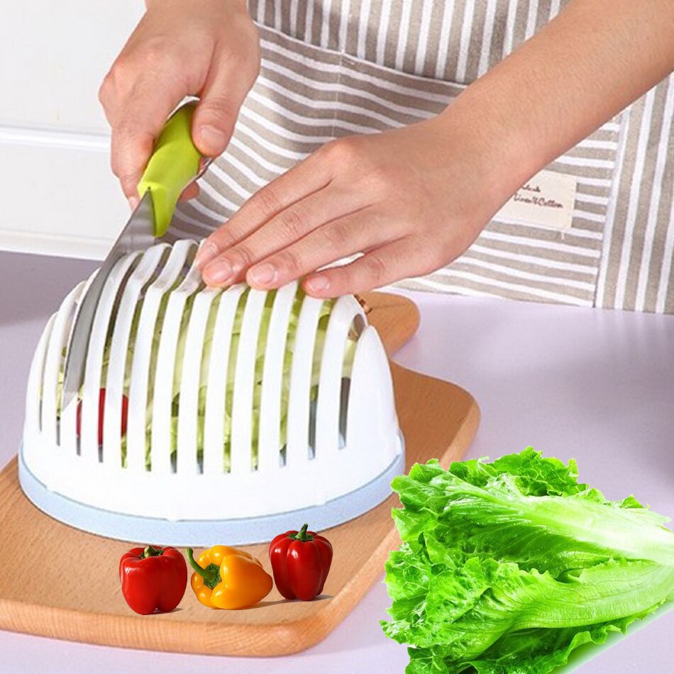 Kreative Werkzeuge Salat Schneiden Schüssel Schnelle Obst Gemüse Salat Zerhacker Schüssel Frische Salat Schneidemaschine Küche Gerät Sicher BPA-Freies