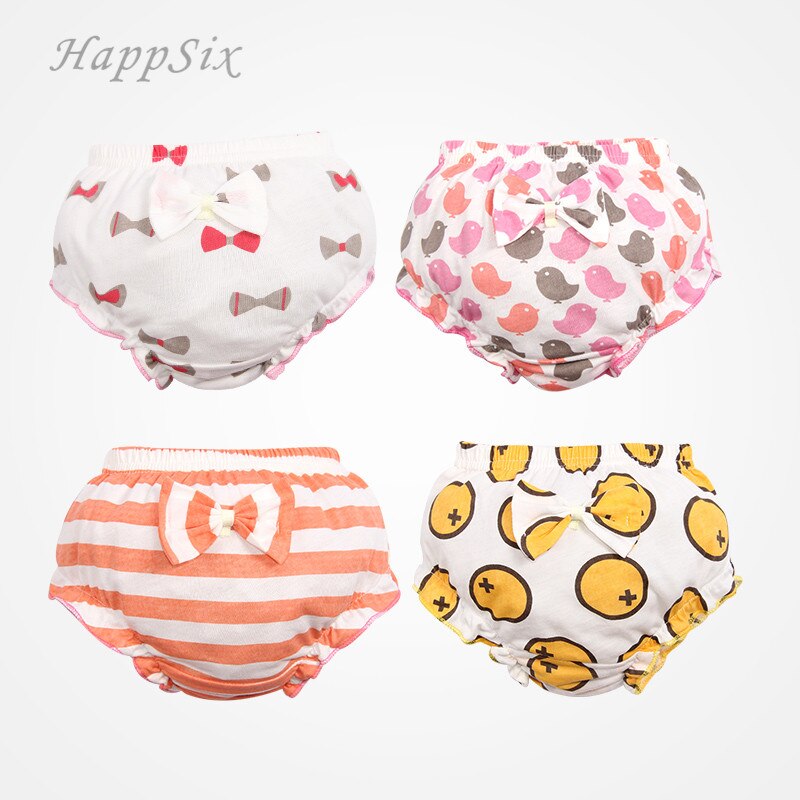 4Pieces/lot Baby Underwear Summer for 0-1-2years Pure Cotton Girl Briefs Underpants Cute Bowknot 2018New Style