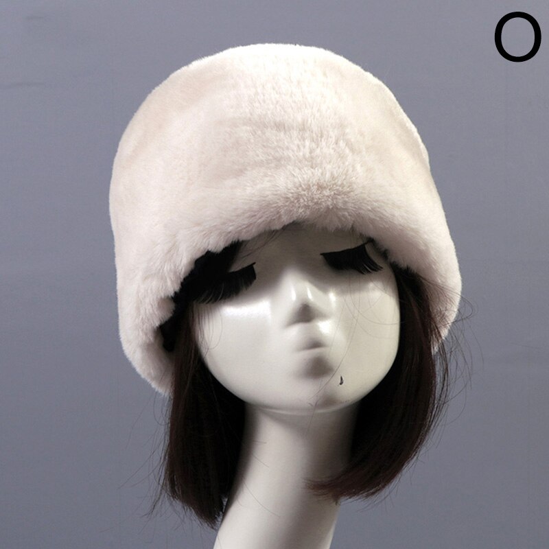 Moda Rrabbit Faux futro kozak styl rosyjski kobiety zimowe miękkie czapki narciarskie ciepłe okrągłe płaskie czapki kobiece nakrycia głowy: O