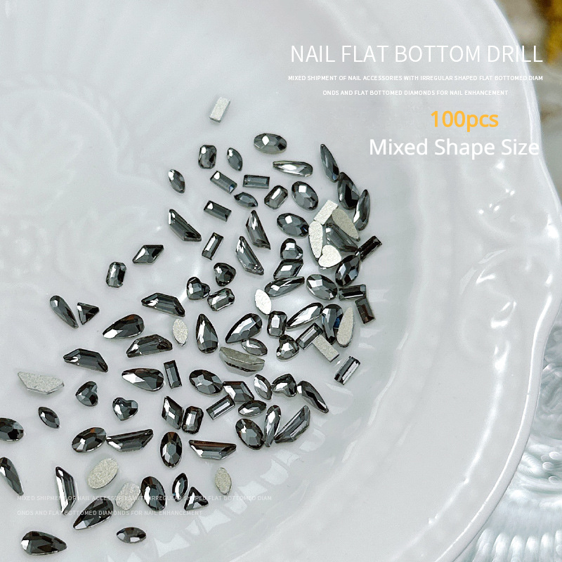 100 Uds Mini forma de cristal diamante decoraciones de uñas fondo plano diamantes de imitación Color mezclado piedras preciosas de vidrio accesorio de manicura DIY: Verde