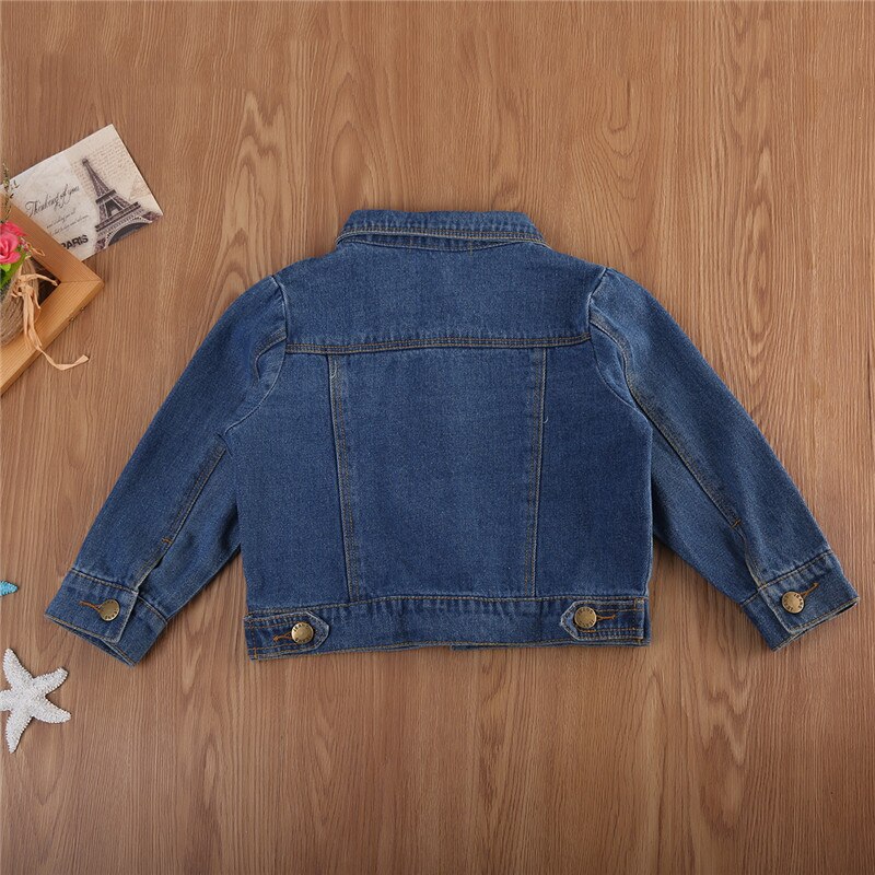 Veste en Jean et Denim pour enfants, manteau à boutons, vêtements d'extérieur de couleur unie hauts pour bébés filles de 1-6 ans,