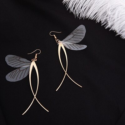Koreaanse Vlinder Hoek Vleugels Lange Tassel Oorbellen Voor Vrouwen Sieraden Imitatie Parel Crystal Asymmetrische Verklaring Oorbellen