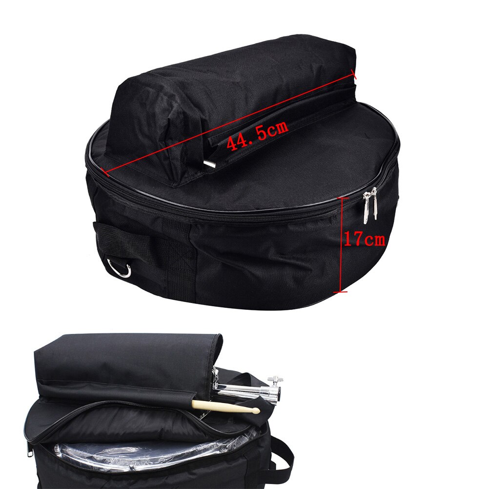 Durable Snare Drum Bag mochila con correa para el hombro bolsillos exteriores 44,5*17cm