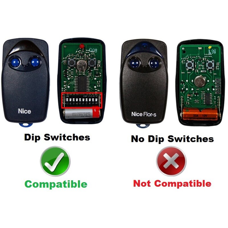 NICE FLO 1 FLO 2 FLO 4 Transmitter Open Door Remote Control 433.92MHz Fixed Code Garage Door Remote Control Replacement
