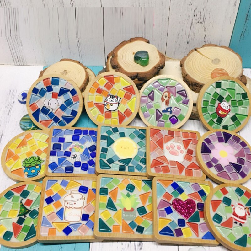 120 g/Set colorido brillante de cristal material para hacer manualidades uno mismo azulejos de mosaico a granel decorado a mano arte de mosaico haciendo