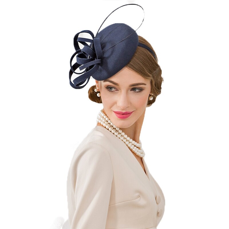 Fs Formal Hair Fascinators Women Wool Hat Navy Lad Grandado 1928