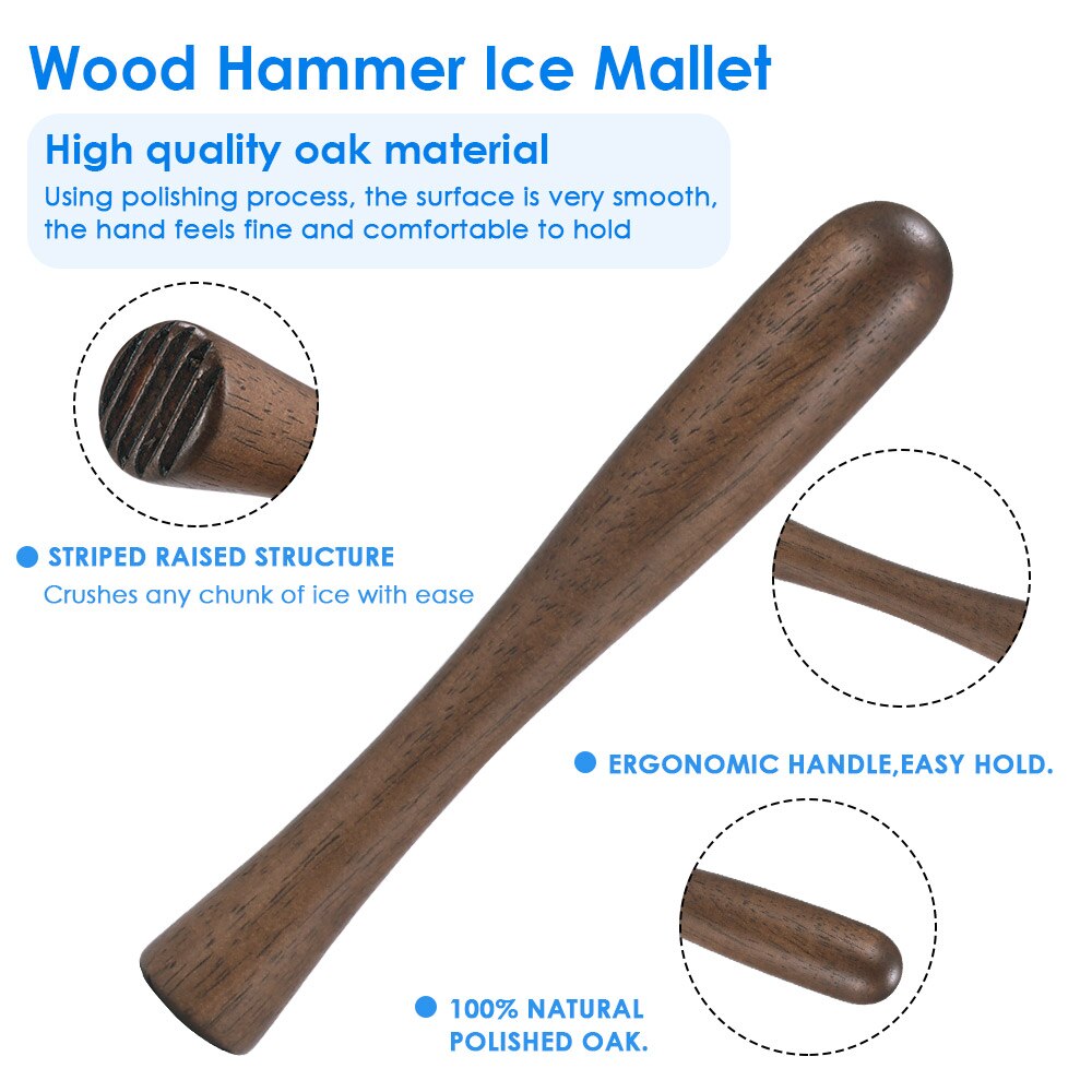 1pc Wooden Ice Crusher Bar Cocktail Ice Crusher Ice Hammer Masher Pounding Lemon Juice Bar Hammer Bar Supplies Ice Crusher
