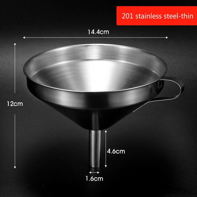11/13/15cm Kitchen Stainless Steel Funnel Filling Funnel Seperatory Oil Beer Coffee Water Flask Soup Thicker Funnel Tools: 201 Thin 15cm
