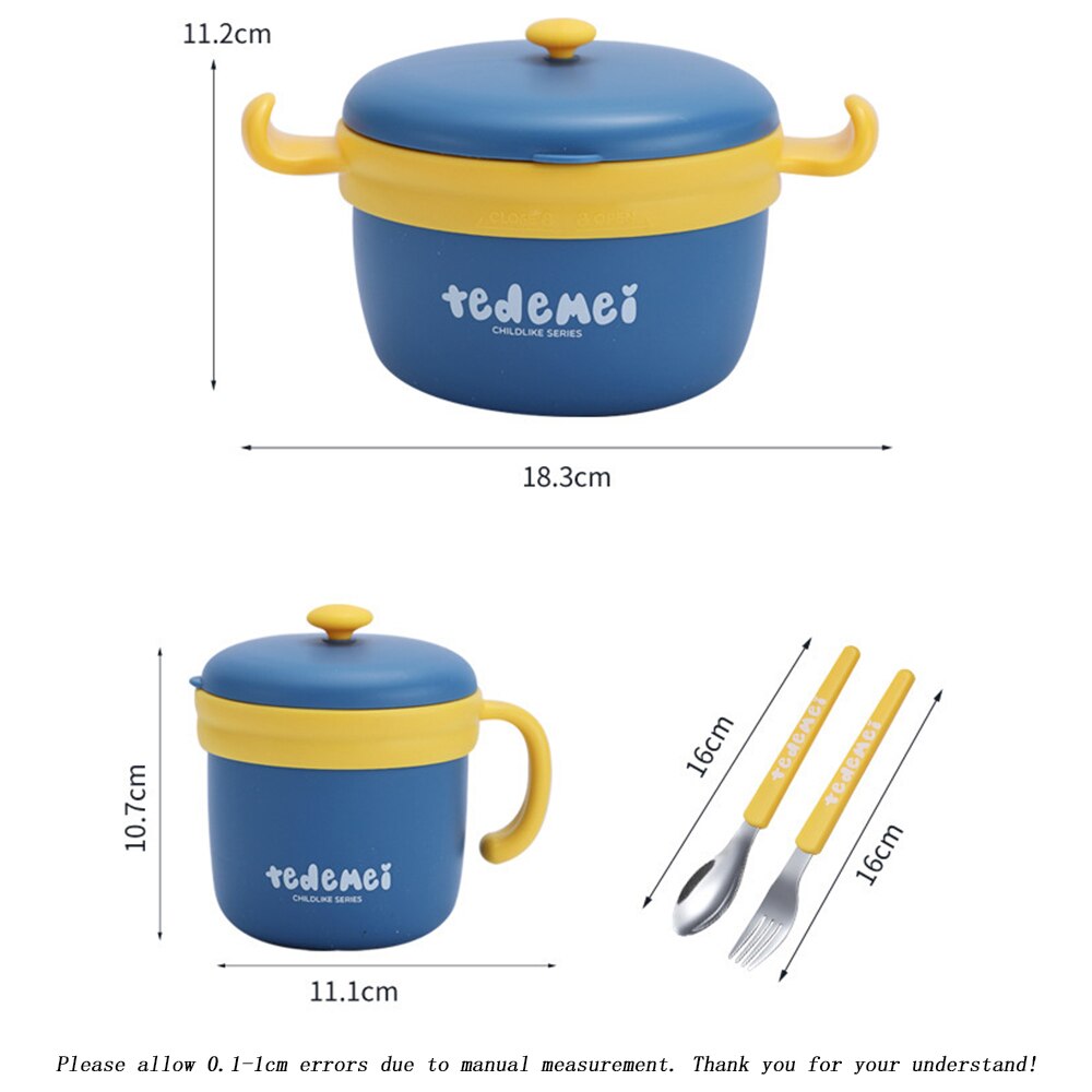 Baby Veilig Dineren Plaat Kinderen Gerechten Training Servies Kids Feeding Bowls 304 Roestvrij Staal Thermische Lunchbox Melk Cup