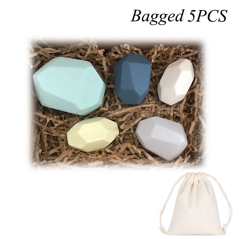 Kinderen Houten Kleurrijke Steen Jenga Bouwsteen Educatief Speelgoed Nordic Stijl Regenboog Stapelen Spel Houten Speelgoed: G-Bagged 5pcs