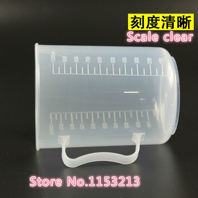 1000mL Capacity Clear Plastic Graduated Laboratory MeasuRing Set Beaker With handle Thicker material