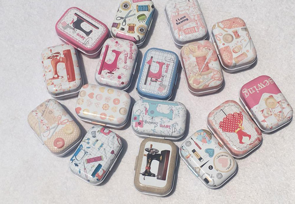 32pcs/lot Collective Tin Boxes Needlework sewing accessory/sewing machine pattern craft box with lid