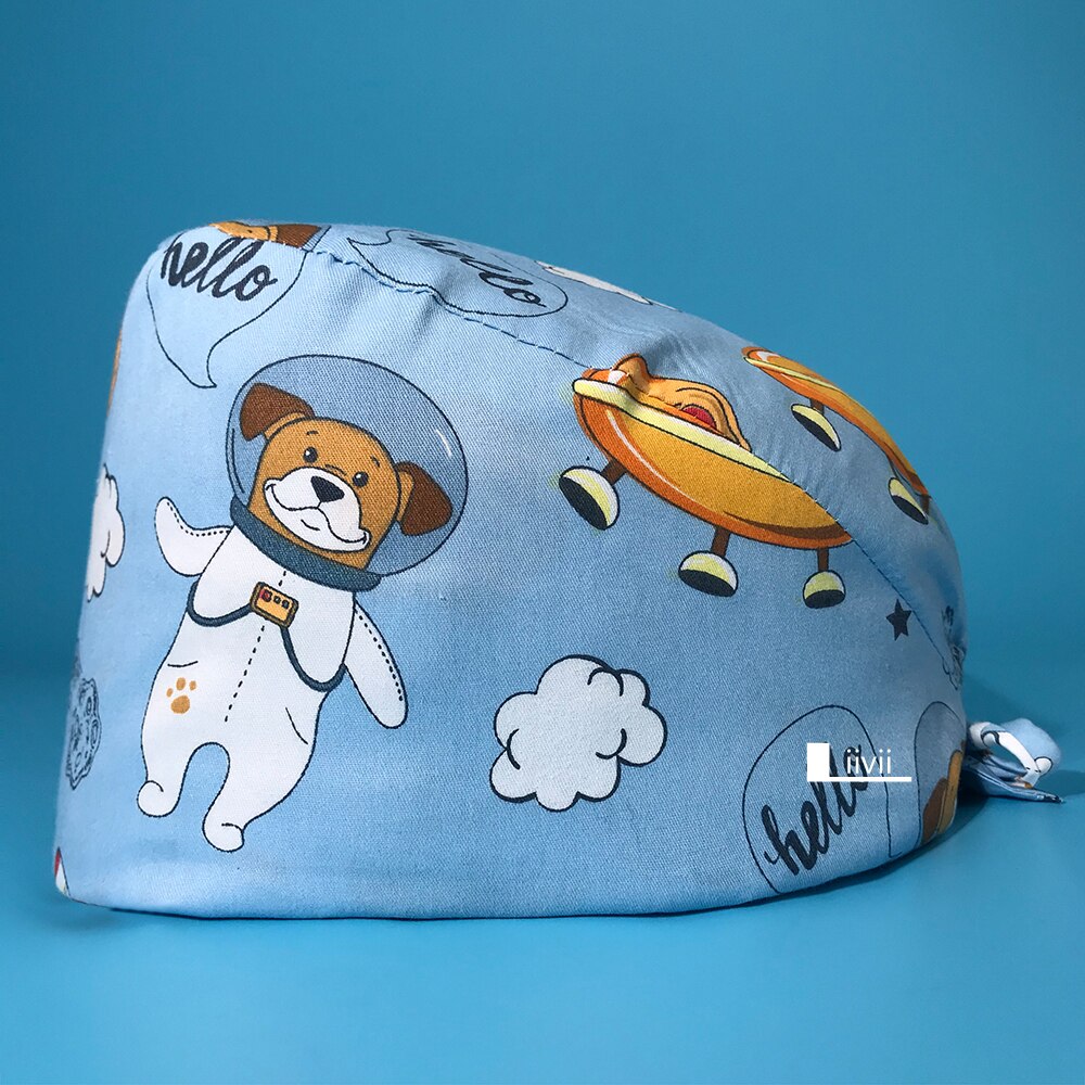Multicolor Cartoon Gedrukt Katoen Chirurgie Caps Unisex Verstelbare Arts Operatiekamer Werk Caps Klinische Verpleging Hoed: 12215