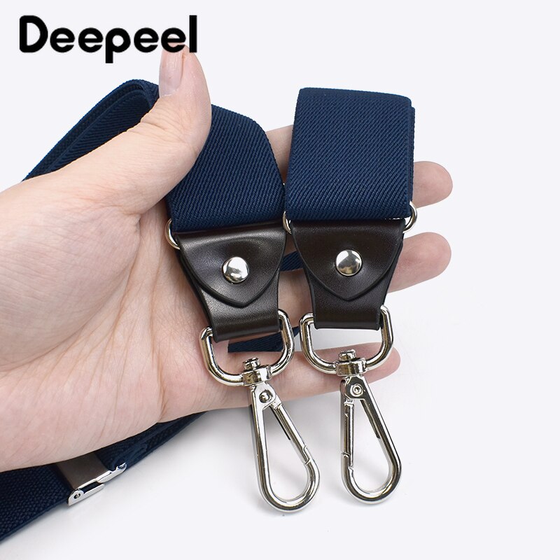 Deepeel 1pc 3.5 x 120cm unisex vuxen hängslen med 3 clips krok y typ wild sanp spännen hängsel kostym byxor justerbar rem