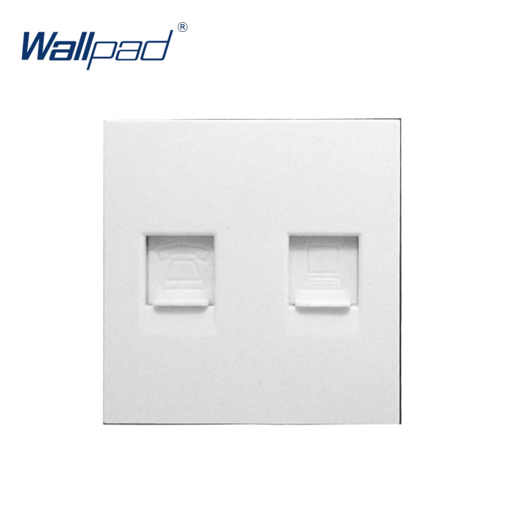Wallpad tlf og com stik data ethernet  rj45 cat 6 stikkontakt funktionstast til væg kun hvid og sort plastmodul