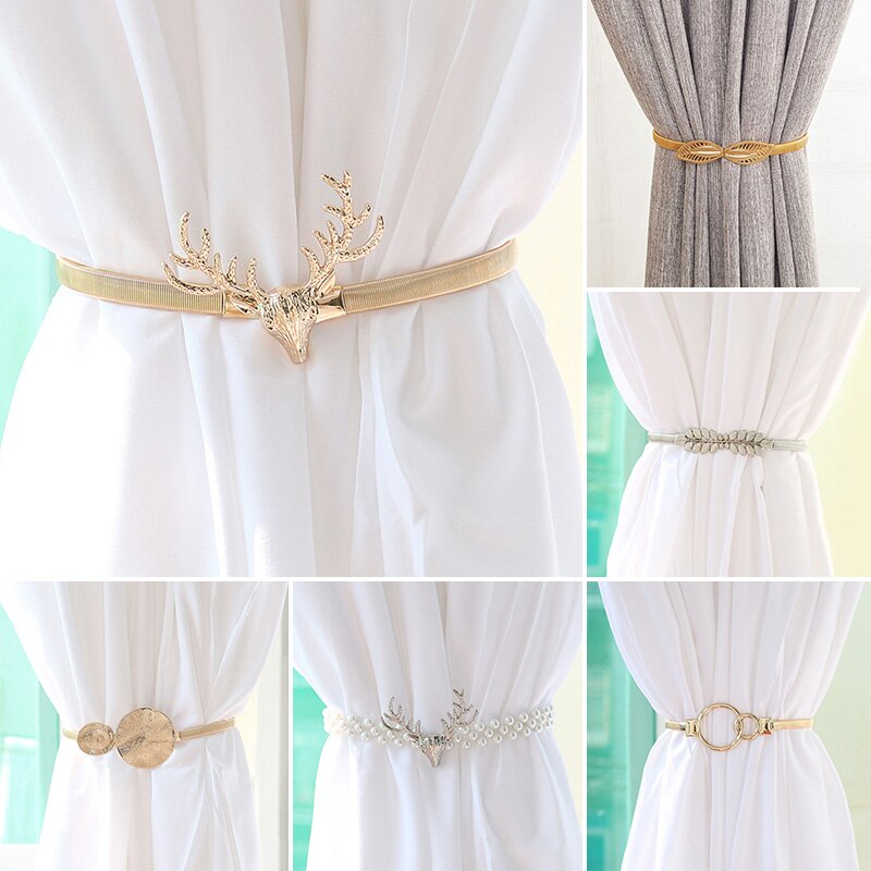 Kreative Vorhang Strap Tie Elch Form Aluminium Legierung Metall Vorhang Riemen Gold Siliver Vorhang Schnallen Für Home Vorhang Clip Acces