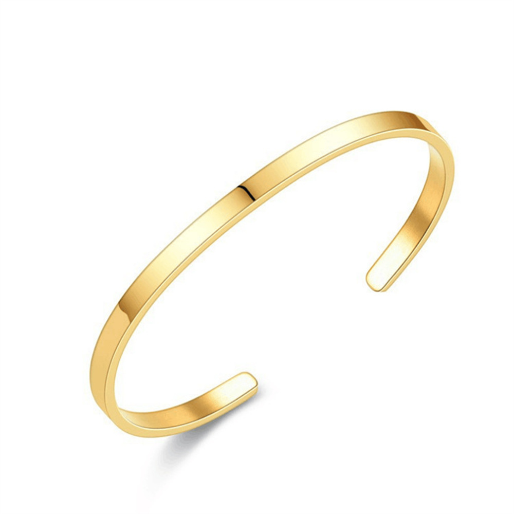 Pulseira de corrente cubana de aço inoxidável de 3mm, acessórios de joias de hip hop de rua masculino, pulseira aberta ajustável: Cor dourada