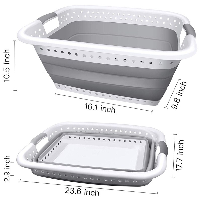 Collapsible Laundry Basket - Foldable Pop-Up Storage Container - Square Space Saving Organizer- Portable PP+TPR Laundry Basket w