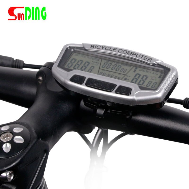 Fiets Snelheidsmeter Wired Computer Stopwach Kilometerteller Lcd-scherm Blauwe Achtergrondverlichting Auto Clear Sunding SD-558A