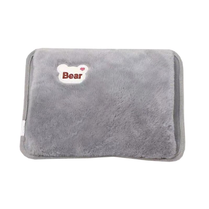 066E borsa per acqua calda ricaricabile USB elettrico tasca per acqua calda orso simpatico cartone animato: grigio