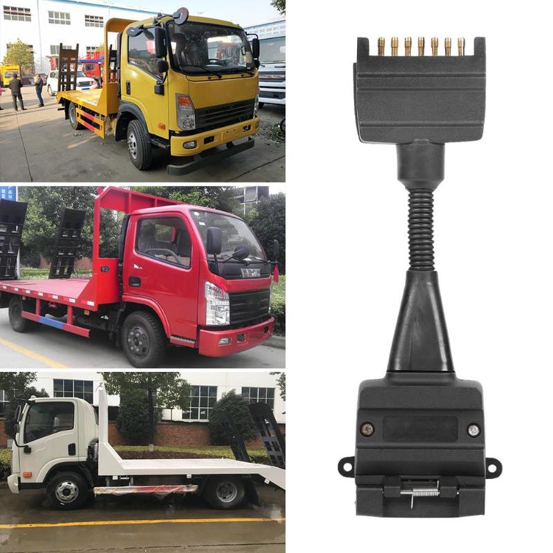 7 to 12 Pin AU Flat Male Trailer Socket Plug Connector Adapter ABS Durable Plug and Play Easy to Use for Trailer Black