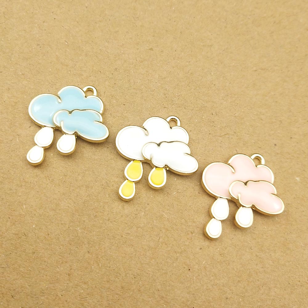 10pcs 20x23mm cloud and rain enamel charm for jewelry making crafting earring pendant necklace and bracelet charms