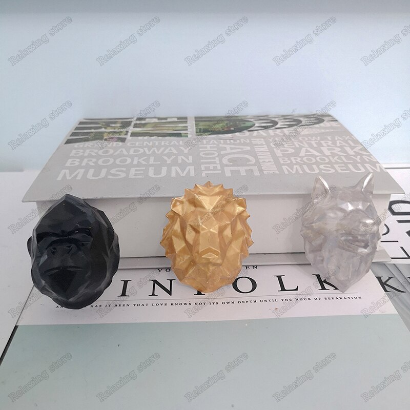 Geometric Lion Wolf Shape Silicone Mold Animals Aroma Plaster Gypsum Mould For Car Decoration DIY Clay Crafts Molds