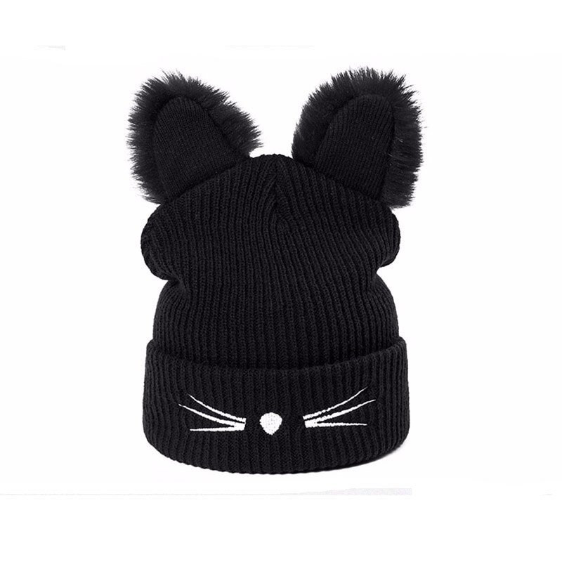 Wintermuts vrouw casual cartoon kat warme zachte skullies mutsen coole muts voor dames muts jongens meisjes