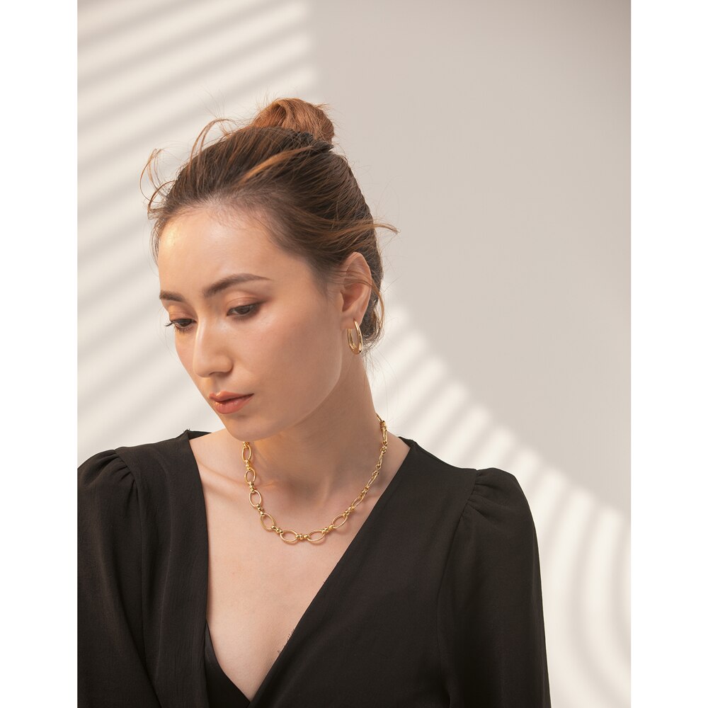 Yhpup-pendientes de aro de Metal con textura geométrica ovalada, joyería chapada en oro, de , bisutería para mujer