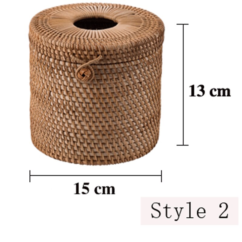 Rattan Tissue Box Home Decoration Handmade Desktop Tissue Rattan Tissue Box For Barthroom,Home,Hotel And Office: Brown