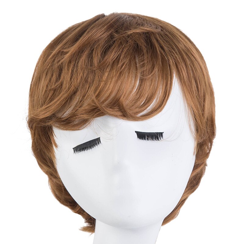 Peluca Fei-Show para hombre, fibra sintética resistente al calor, pelo corto ondulado, postizo masculino negro/marrón oscuro/marrón claro/Color de imagen: Multicolor