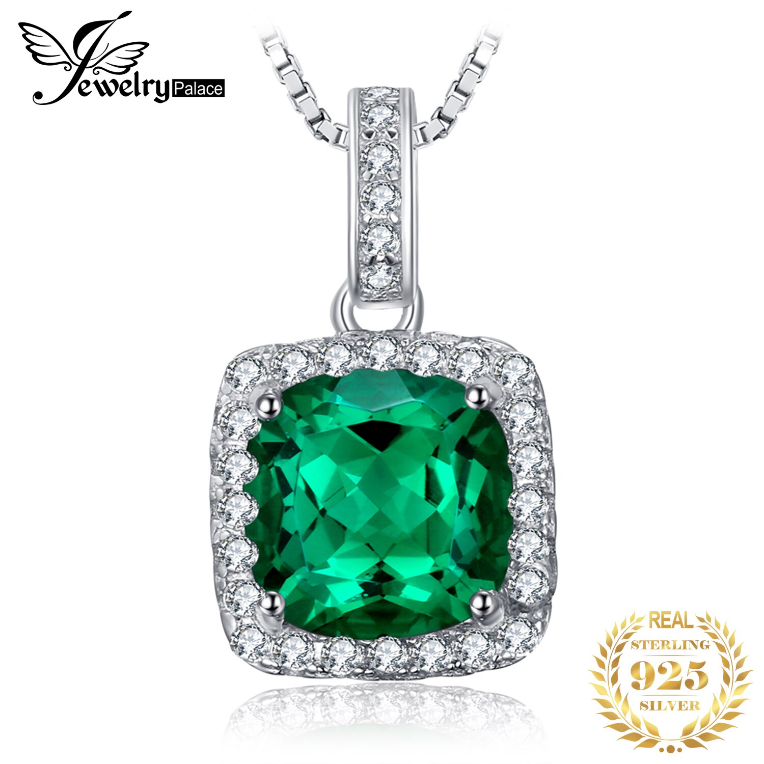 Jpalace 3ct Gesimuleerde Nano Emerald Hanger Ketting 925 Sterling Zilveren Edelstenen Choker Statement Ketting Vrouwen Zonder Ke