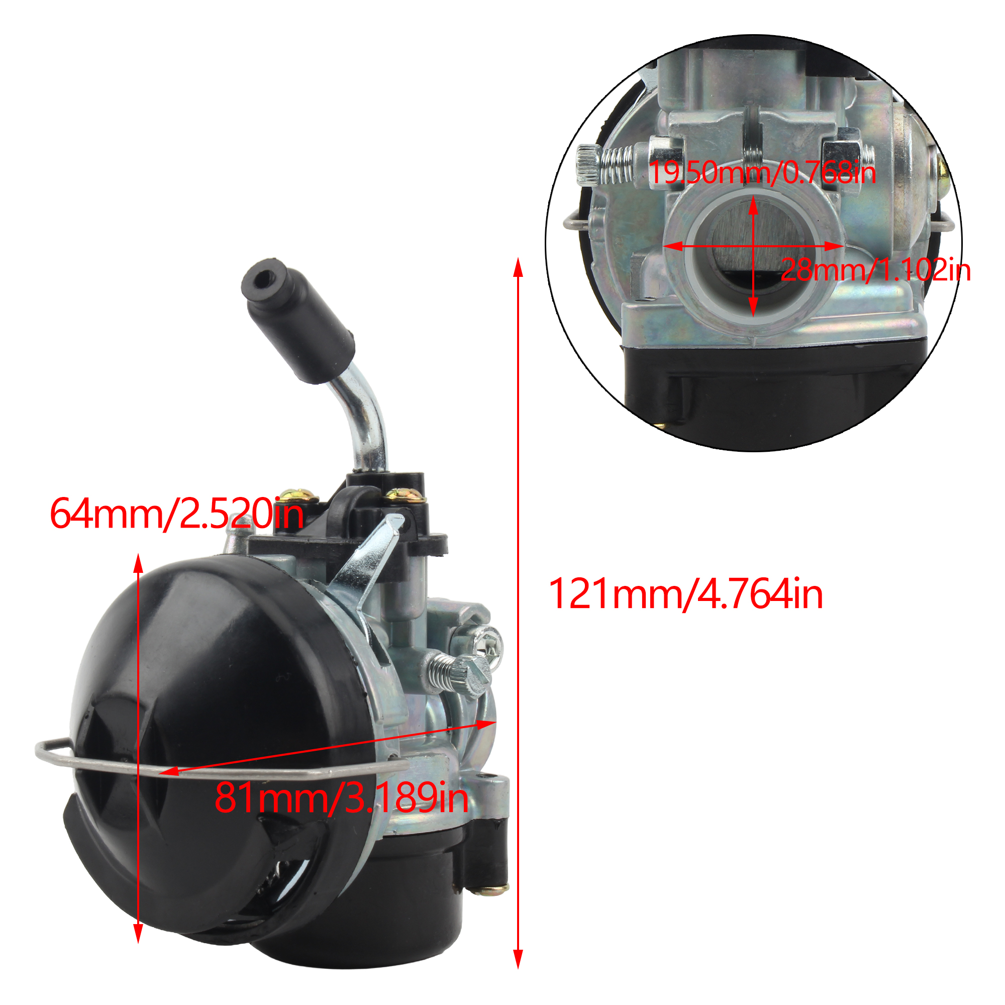 Motorcycle Carburetor 19mm 37cc Water Cooled Mini Carb Modify For 47cc 49cc 2-Stroke Mini Moto Pocket Dirt Pit Bike ATV Quad
