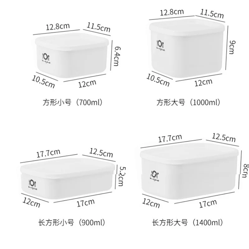 Fiambrera Rectangular pequeña, mediana y grande, refrigerador de plástico, cajón para frutas, caja Bento para microondas, caja de almacenamiento de alimentos