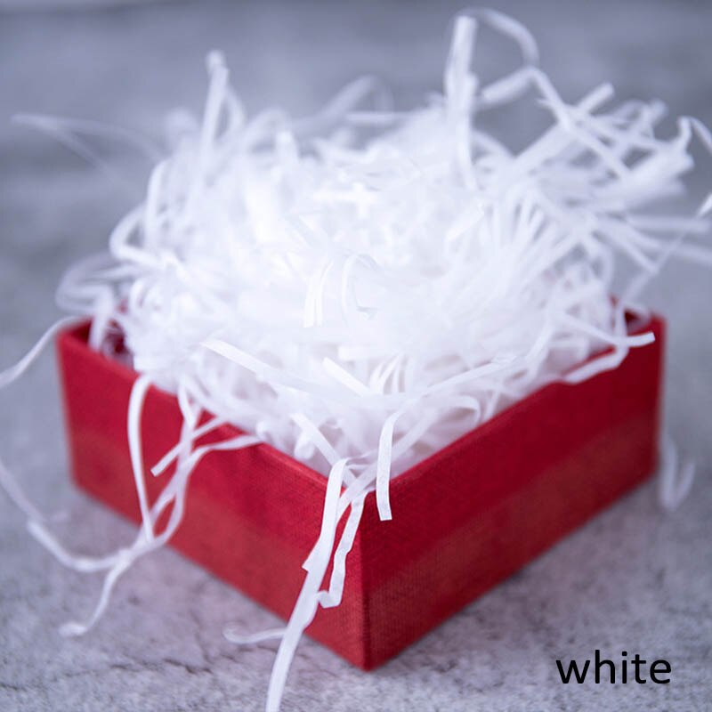 1 Bag Kleurrijke Golfsnit Papier Shred Raffia Geschenkdoos Filler Papiersnippers 20G Bruiloft Verpakking Party Accessoires: WHITE