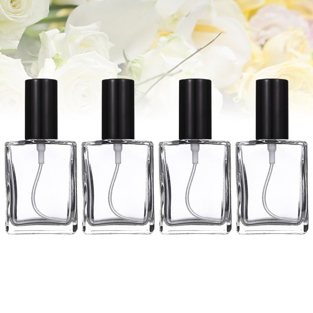 4 Pcs Glass Refillable Empty Bottles Liquid Bottles for Men Women