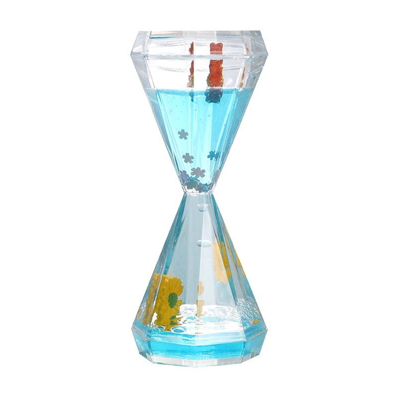 Diamond Shaped Liquid Motion Bubbler Timer Daisy Floating Oil Hourglass for Sensory Fidget Calm Relaxing Desk Toys